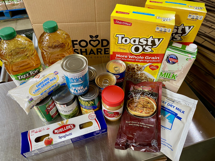 Selection of food in a Senior Kits box